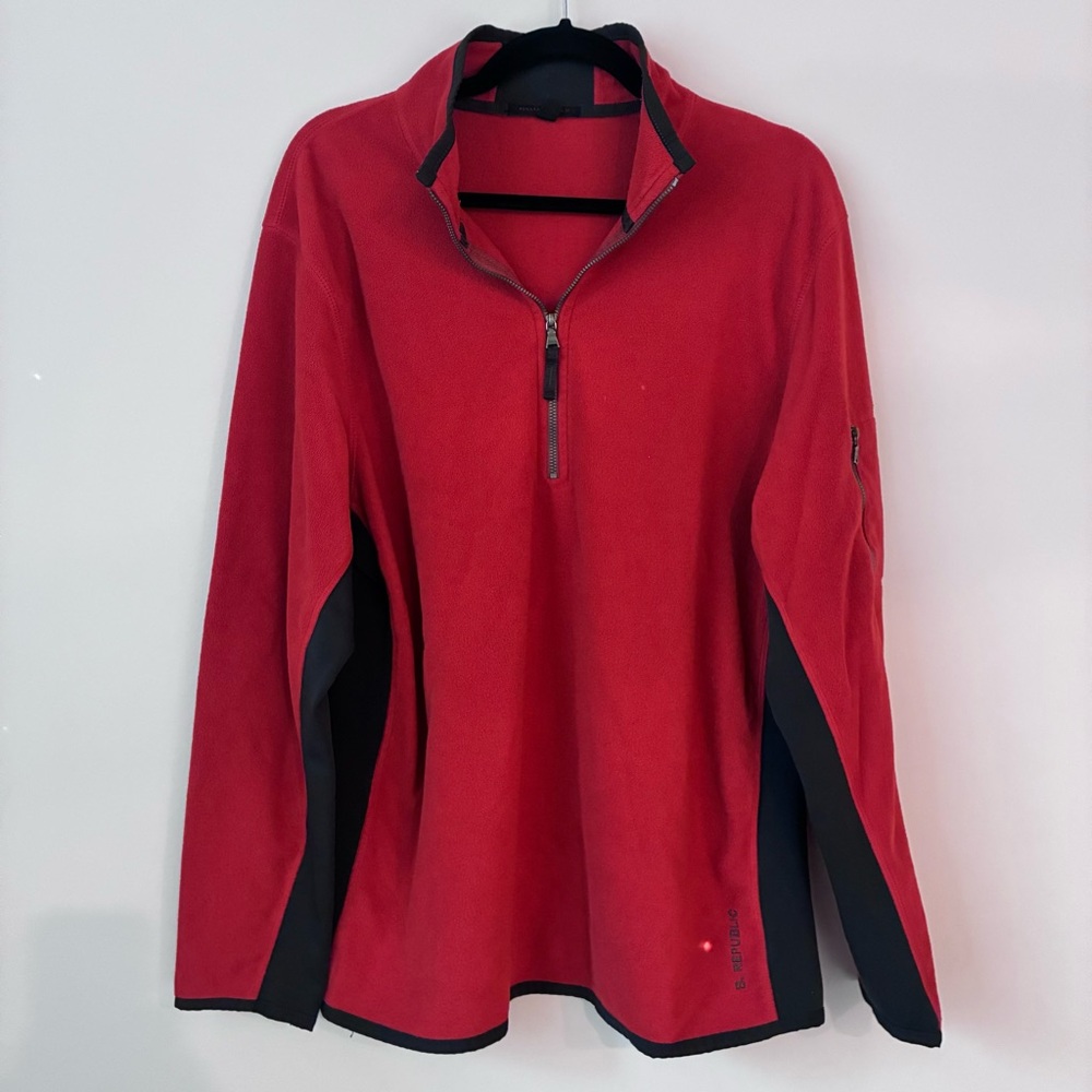 Banana Republic Orange and Black Quarter-Zip Pullover